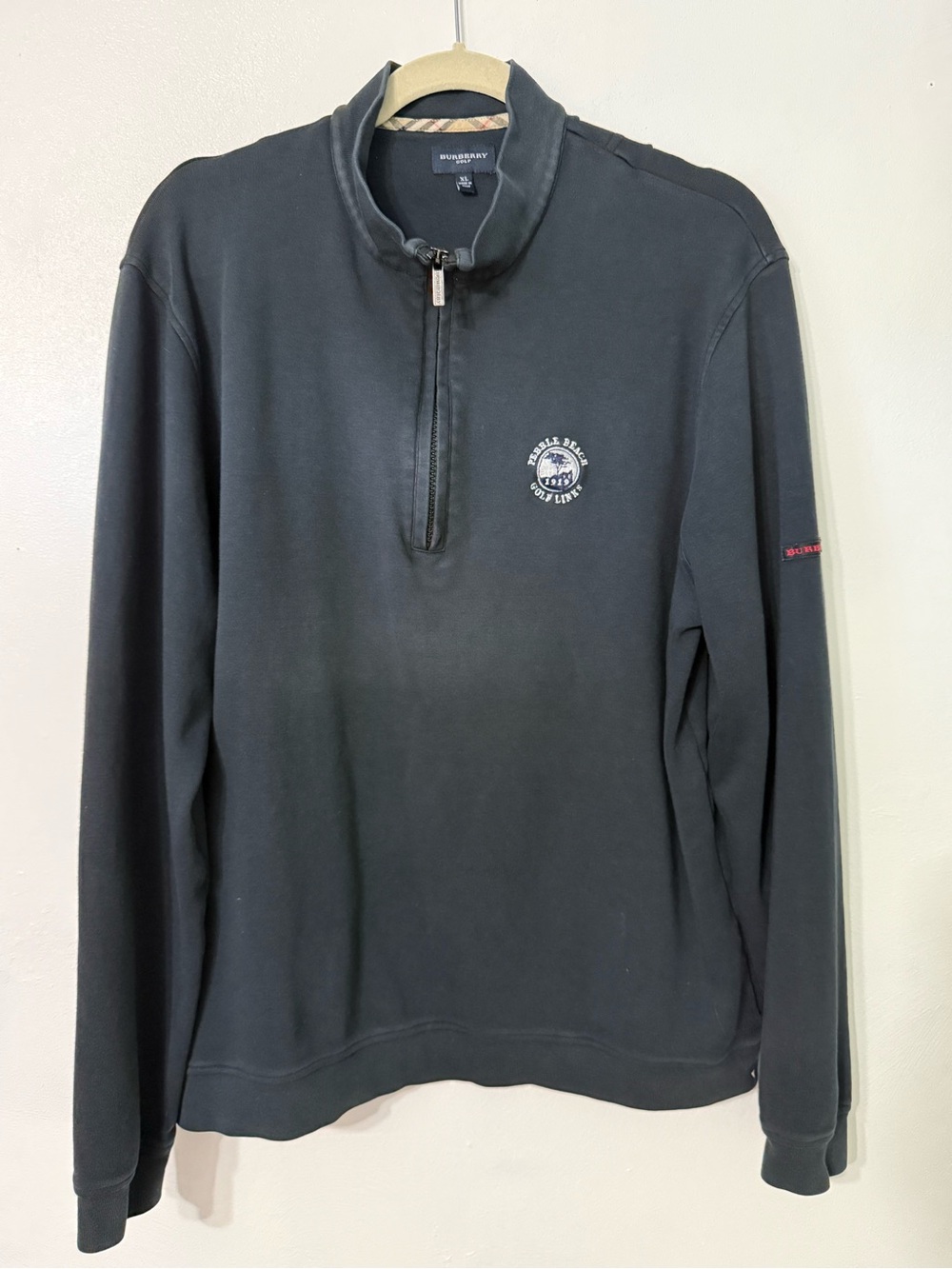 Burberry Golf Pebble Beach Golf Links 1919 Men’s Navy Half-Zip Vintage